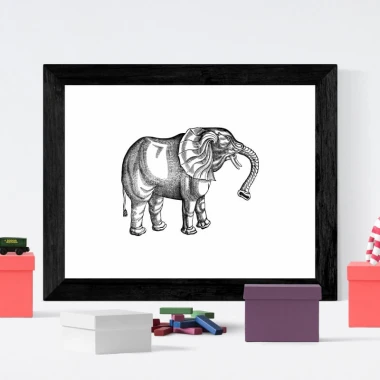 Elephant poster 207 - Graphic design featuring a gray elephant with large ears.