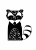 Raccoon poster 215 - Graphic design featuring a raccoon with large eyes and black and white stripes on its body.