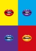 Poster Lips 194 - Graphic design featuring four lips in different colors on a contrasting background.