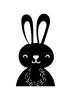 Rabbit poster 216 - Graphic design featuring a long-eared, smiling rabbit with a round body and a pattern on its neck.