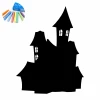 Chalk sticker for kids featuring a black castle silhouette with windows and two towers.