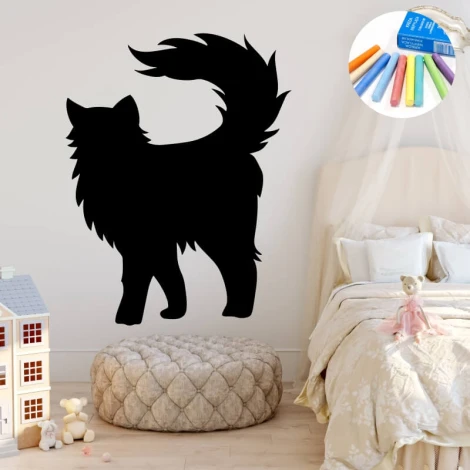 Chalk sticker for kids - cat design, perfect for a bright children\'s room with neutral furniture.