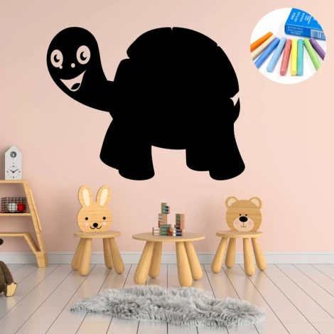Chalk sticker for kids, turtle design - perfect for a child\'s room with light walls and pastel furniture.