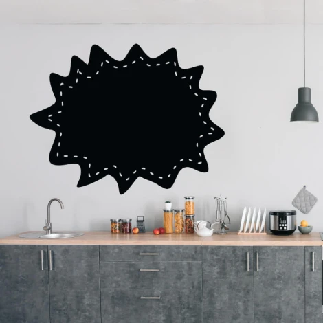 Chalk sticker speech bubble 367 - Kitchen decor with gray furniture and light walls for a modern look.