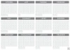 Universal dry-erase annual calendar 459 - Simple monthly layout with a grid. Gray background with white accents.