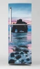 Refrigerator wrap sticker with ocean waves design P1100 - features a rock in water at sunset.