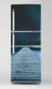 Fridge wrap sticker P1102 - Graphic design of a wooden dock over water under a night sky.