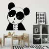 Panda wall sticker for kids 2492 - Brightly colored walls and natural furniture in a child\'s room.