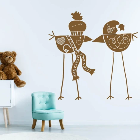 Scandinavian wall sticker 2488 - Decor for a child\'s room. Light-colored wall, pastel furniture.