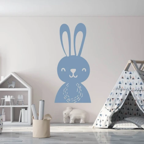 Bunny painting template for kids 2491 - Decorated in a child\'s room with light walls and pastel furniture.