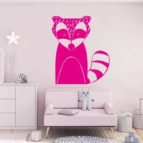Raccoon painting template 2490 - Decor for a child\'s room. Light-colored walls and minimalist furniture.