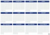 Magnetic dry-erase board, universal yearly calendar, English design, featuring a simple monthly layout.