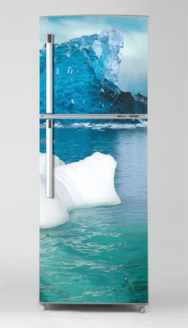 Fridge wrap sticker P1106 - Graphic design featuring a glacier in shades of blue.