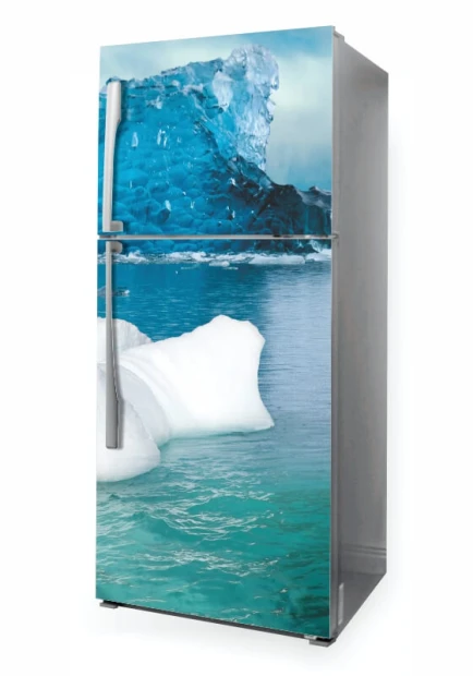 Fridge wrap sticker glacier P1106 - Graphic design featuring a glacier with blue and white elements.