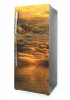 Fridge wrap sticker sea clouds P1103 - Graphic design featuring the sea in shades of orange.