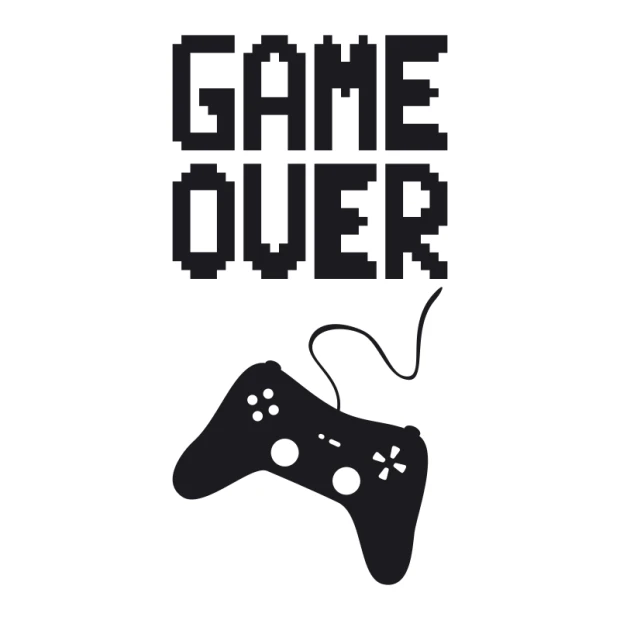 Wall sticker for kids Game Over 2495 - Graphic design with black GAME OVER text and game controller.