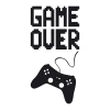 Wall sticker for kids Game Over 2495 - Graphic design with black GAME OVER text and game controller.