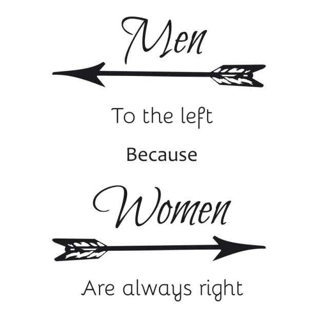 Wall sticker men women 2497 - Graphic design. Two arrows pointing in opposite directions with text.