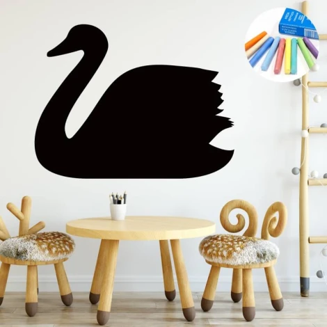 Chalk sticker for kids, swan design - perfect for a bright children\'s room with wooden furniture.