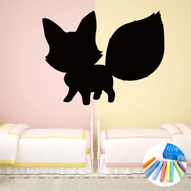 Chalk sticker for kids featuring a fox, perfect for a yellow and pink themed nursery.