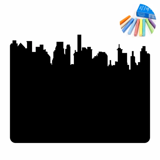 Chalk sticker city 379 - Graphic design. City silhouette with various building shapes.