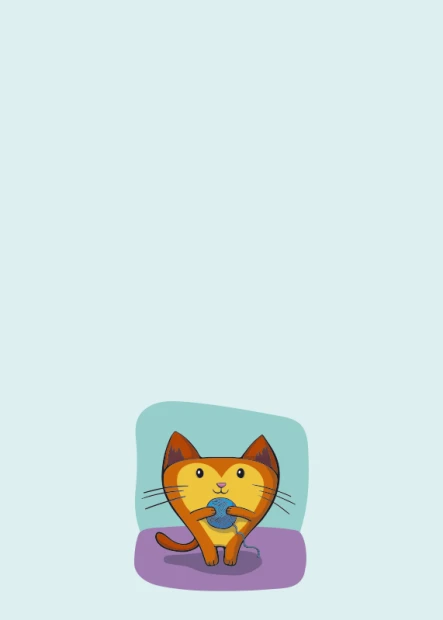Magnetic dry-erase board for kids featuring a cat with big eyes holding a ball against a colorful background.