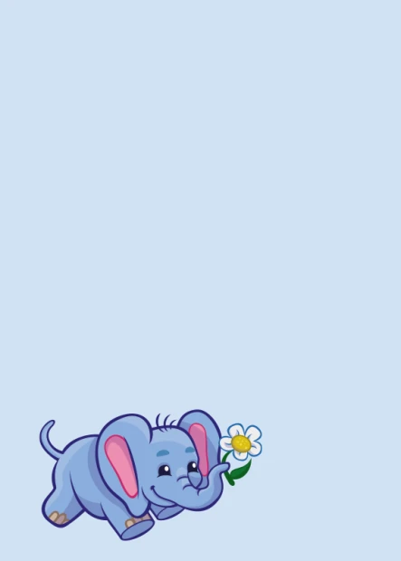 Dry-erase magnetic board for kids featuring a blue elephant holding a flower on a light background.