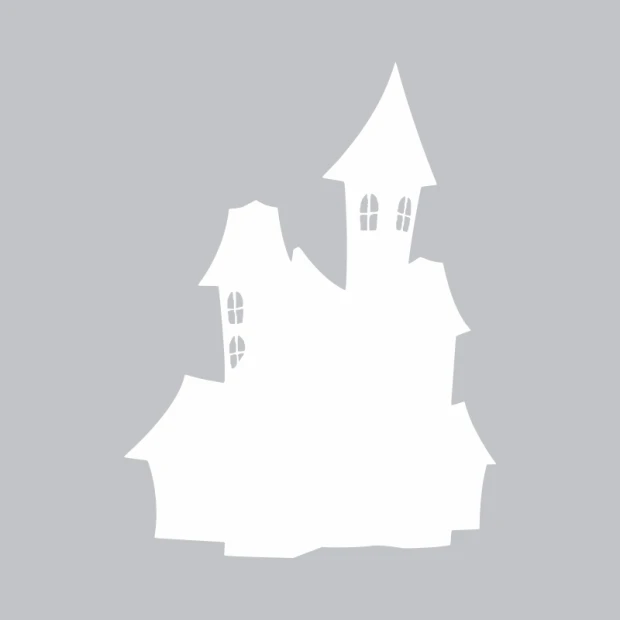 Dry-erase board home 374 - Graphic design resembling a castle with two towers and windows.
