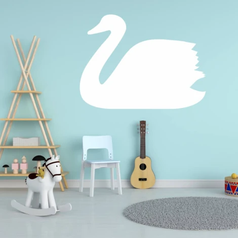 Swan dry-erase board 377 - Styled in a child\'s room with light blue walls.