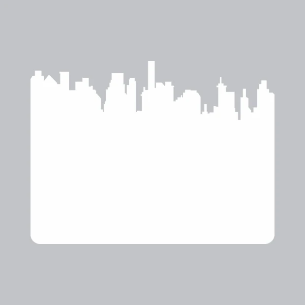 Dry-erase board city 379 - Graphic design featuring a city skyline with buildings of varying heights.