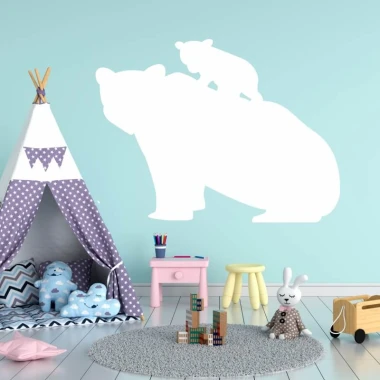Dry-erase board bears 371 - Decor in a child\'s room. Light-colored walls, tent, and colorful furniture.