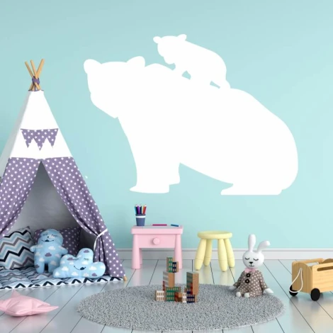 Dry-erase board bears 371 - Decor in a child\'s room. Light-colored walls, tent, and colorful furniture.