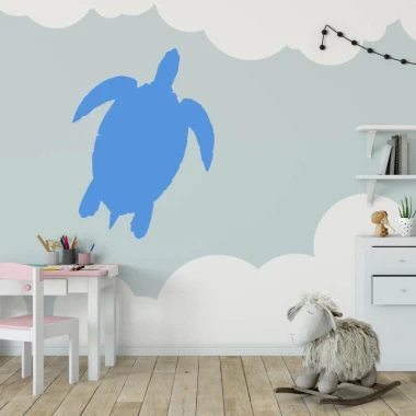 Turtle dry-erase board 365 - Decor in a child\'s room. Walls in shades of blue and gray.