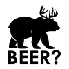 Wall sticker beer? 2503 - Graphic design. Black bear with antlers and the word BEER? in large letters.