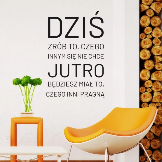 Wall sticker Today - Tomorrow 2512 - Living room decor. Light-colored walls, modern furniture.