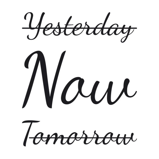 Wall sticker Yesterday now tomorrow 2516 - Graphic design. Texts in various styles with crossed-out words.