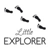 Little Explorer 2506 painting template - features footprint designs and text in a stylish font.