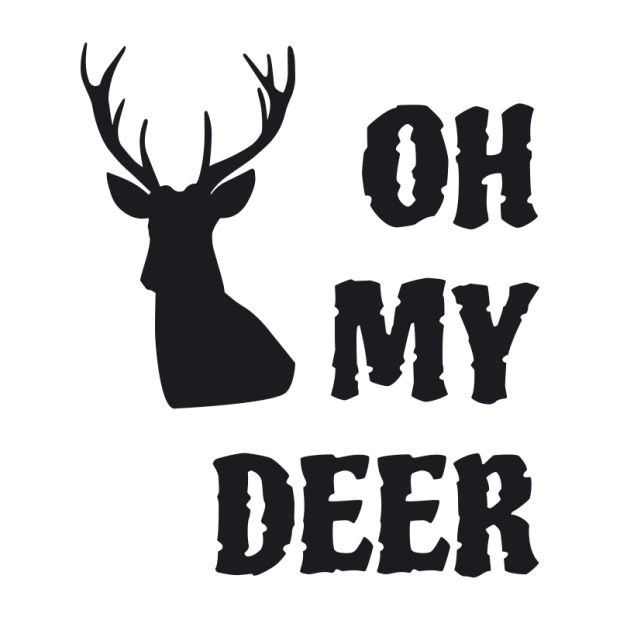 Oh my deer 2509 painting template - Graphic design featuring a deer silhouette with large antlers and vintage-style text.