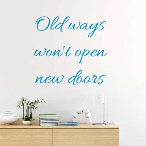 Painting template "Old ways won\'t open new doors 2504" - Living room setup with light walls, minimalist furniture, and plants.