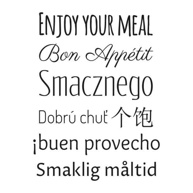 Painting template Smacznego 2517 - Graphic design with text in various styles and fonts arranged in a wavy form.