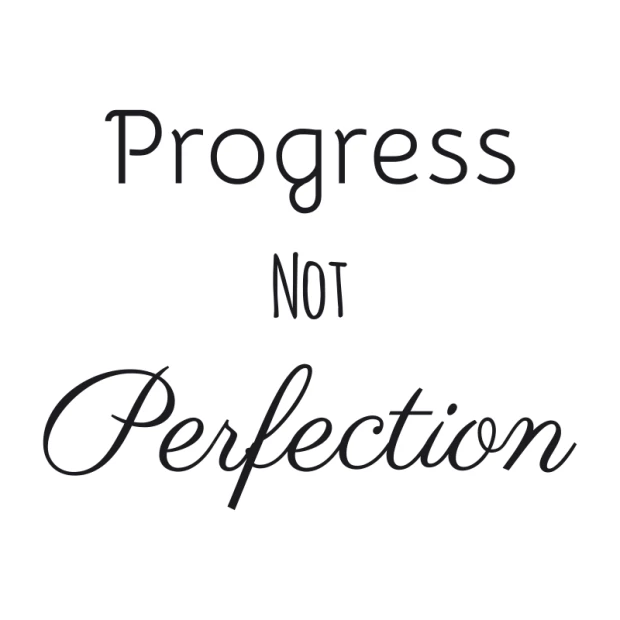 Wall template Progress not perfection 2513 - Graphic design. Text in three lines, various font styles.