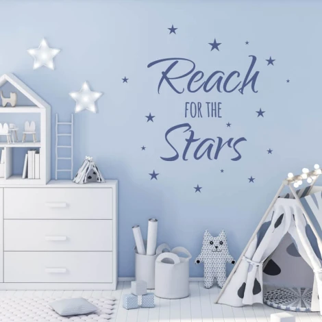 Reach for the Stars wall template 2505 - Ideal for a child\'s room with light walls and white furniture.