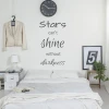 Wall template Stars can\'t shine without darkness 2501 - Bedroom decor. Light-colored walls, minimalist style.
