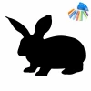 Chalk sticker for kids featuring a black rabbit silhouette on a white background.