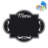 Chalkboard menu sticker 384 - Oval shape with "Menu" text, decorative borders, and colorful chalks.