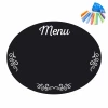 Chalkboard menu sticker 385 - Oval shape with "Menu" text and decorative corner elements.