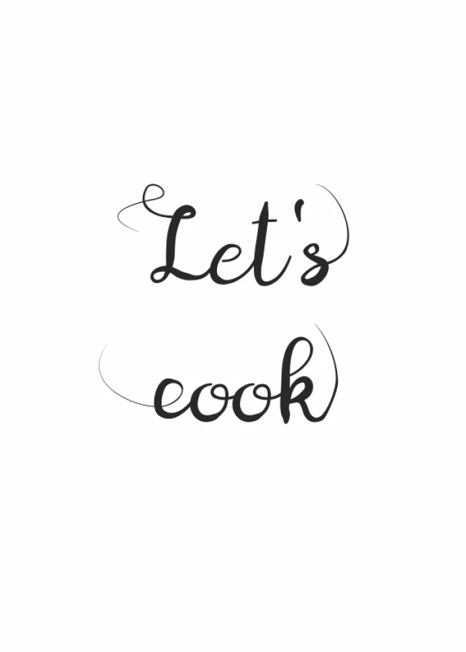 Lets Cook 239 poster - Graphic design with black text on a white background.