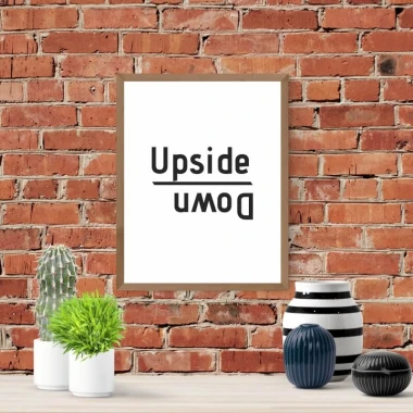 Upside Down 236 poster - Living room arrangement with a brick wall, plants, and various vessels.