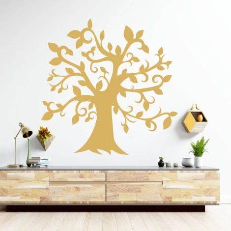 Painting template tree 2518 - Living room arrangement. Light walls, wooden furniture shades.
