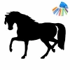 Chalk sticker horse 390 - Graphic design. Silhouette of a horse in motion, alongside chalk in various colors.